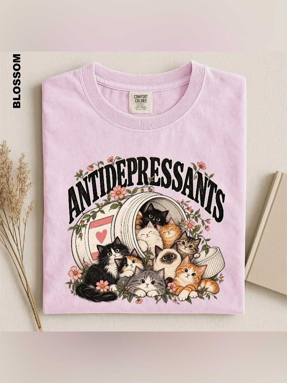 Antidepressant Cats Tee, Funny Cats Lover Tee, Vintage Medicine Bottle T-Shirt